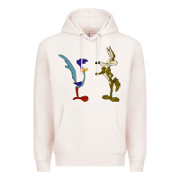 Pale Pink coyote and the road runner Premium Hoodie - linhVisuals