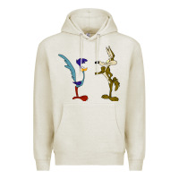 Oatmeal Heather coyote and the road runner Premium Hoodie - linhVisuals