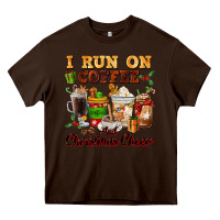 Chocolate Brown i run on coffee and christmas cheer Heavy Core Tee - FaDigitalArtStudio
