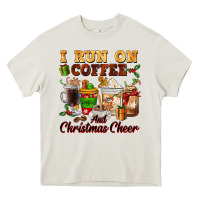 Cream i run on coffee and christmas cheer Heavy Core Tee - FaDigitalArtStudio