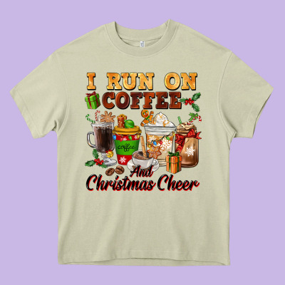 I Run On Coffee And Christmas Cheer Heavy Core Tee Designed By Fadigitalartstudio