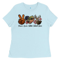 Peace Love White Tailed Deer Ladies Tee | Teevron