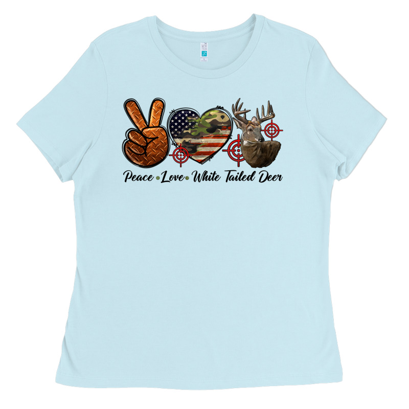 Peace Love White Tailed Deer Ladies Tee by LillyAllenDesigns | Teevron
