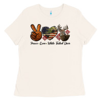 Bone Peace Love White Tailed Deer Ladies Tee - LillyAllenDesigns