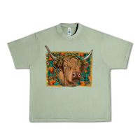 Oil Green highland cow fall Urban Heavy Tee - RanaPortraitStore
