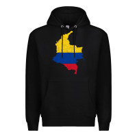 Black colombia Flag Map Drawing Line Art Premium Hoodie - linhVisuals