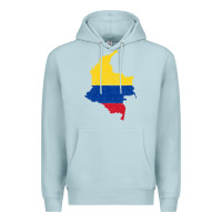 Blue Mist colombia Flag Map Drawing Line Art Premium Hoodie - linhVisuals