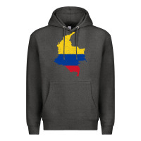 Charcoal Heather colombia Flag Map Drawing Line Art Premium Hoodie - linhVisuals