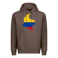Coffee colombia Flag Map Drawing Line Art Premium Hoodie - linhVisuals