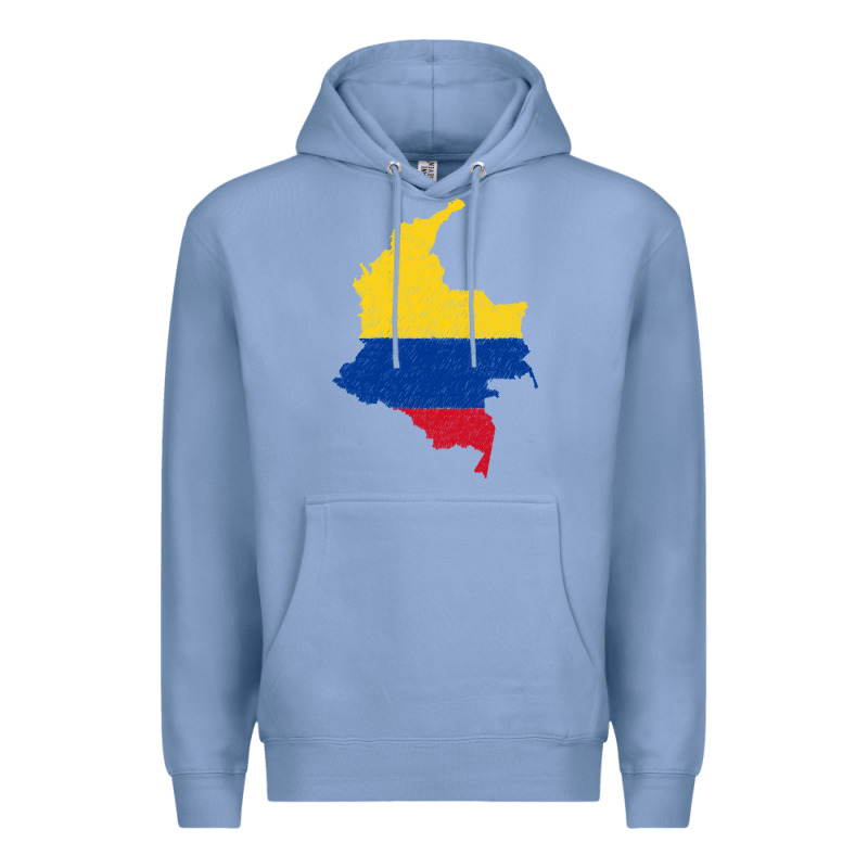 Colombia Flag Map Drawing Line Art Premium Hoodie by linhVisuals | Teevron