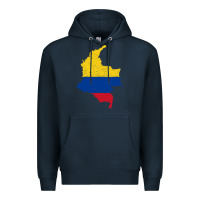 Navy colombia Flag Map Drawing Line Art Premium Hoodie - linhVisuals