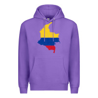 Purple colombia Flag Map Drawing Line Art Premium Hoodie - linhVisuals