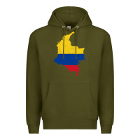 Army Green colombia Flag Map Drawing Line Art Premium Hoodie - linhVisuals
