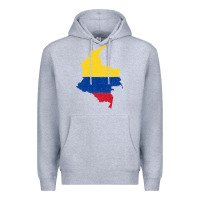 Heather Grey colombia Flag Map Drawing Line Art Premium Hoodie - linhVisuals
