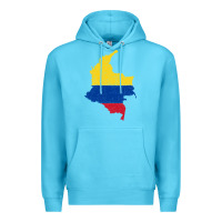 Ocean Blue colombia Flag Map Drawing Line Art Premium Hoodie - linhVisuals