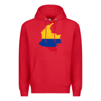 Red colombia Flag Map Drawing Line Art Premium Hoodie - linhVisuals