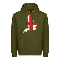 Army Green england Flag Map Drawing Line Art Premium Hoodie - linhVisuals