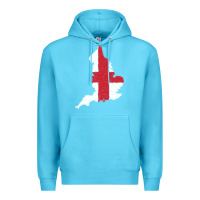 Ocean Blue england Flag Map Drawing Line Art Premium Hoodie - linhVisuals