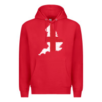 Red england Flag Map Drawing Line Art Premium Hoodie - linhVisuals