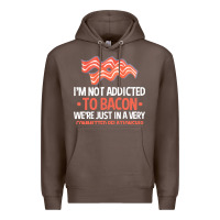 Coffee bacon apparel t  shirt i'm not addicted to bacon we were just in a com Premium Hoodie - linhVisuals