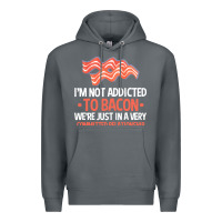 Rock bacon apparel t  shirt i'm not addicted to bacon we were just in a com Premium Hoodie - linhVisuals