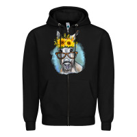 Black Sunflower Glasses Donkey Zipper Hoodie - RanaPortraitStore