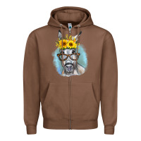Chestnut Sunflower Glasses Donkey Zipper Hoodie - RanaPortraitStore