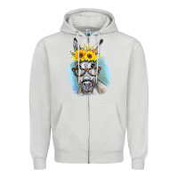 Dove Grey Sunflower Glasses Donkey Zipper Hoodie - RanaPortraitStore