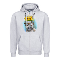 Heather Grey Sunflower Glasses Donkey Zipper Hoodie - RanaPortraitStore