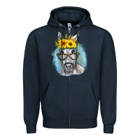 Navy Sunflower Glasses Donkey Zipper Hoodie - RanaPortraitStore