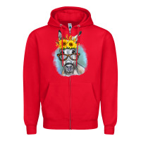Red Sunflower Glasses Donkey Zipper Hoodie - RanaPortraitStore