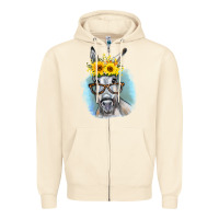 Sandshell Sunflower Glasses Donkey Zipper Hoodie - RanaPortraitStore