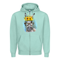Seafoam Sunflower Glasses Donkey Zipper Hoodie - RanaPortraitStore