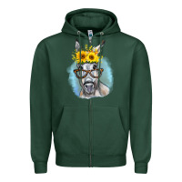 Sports Green Sunflower Glasses Donkey Zipper Hoodie - RanaPortraitStore