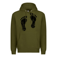 Army Green 70's footprints   footprint Premium Hoodie - linhVisuals