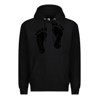 Black 70's footprints   footprint Premium Hoodie - linhVisuals