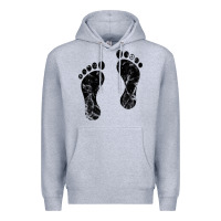 Heather Grey 70's footprints   footprint Premium Hoodie - linhVisuals