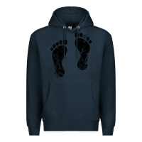 Navy 70's footprints   footprint Premium Hoodie - linhVisuals