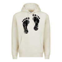Oatmeal Heather 70's footprints   footprint Premium Hoodie - linhVisuals