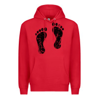 Red 70's footprints   footprint Premium Hoodie - linhVisuals