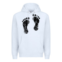 White 70's footprints   footprint Premium Hoodie - linhVisuals