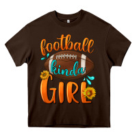 Chocolate Brown football kinda girl Heavy Core Tee - BundleAndBundleShop