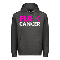 Charcoal Heather fck cancer Premium Hoodie - linhVisuals