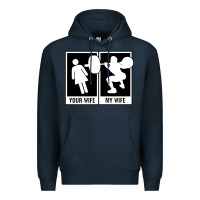 Navy your wife my wife weightlifting Premium Hoodie - linhVisuals