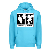 Ocean Blue your wife my wife weightlifting Premium Hoodie - linhVisuals