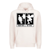 Pale Pink your wife my wife weightlifting Premium Hoodie - linhVisuals