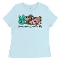 Baby Blue Peace Love Landrace Pig Ladies Tee - LillyAllenDesigns