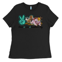Black Peace Love Landrace Pig Ladies Tee - LillyAllenDesigns