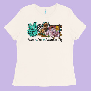 Peace Love Landrace Pig Ladies Tee Designed By Lillyallendesigns