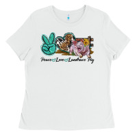 White Peace Love Landrace Pig Ladies Tee - LillyAllenDesigns